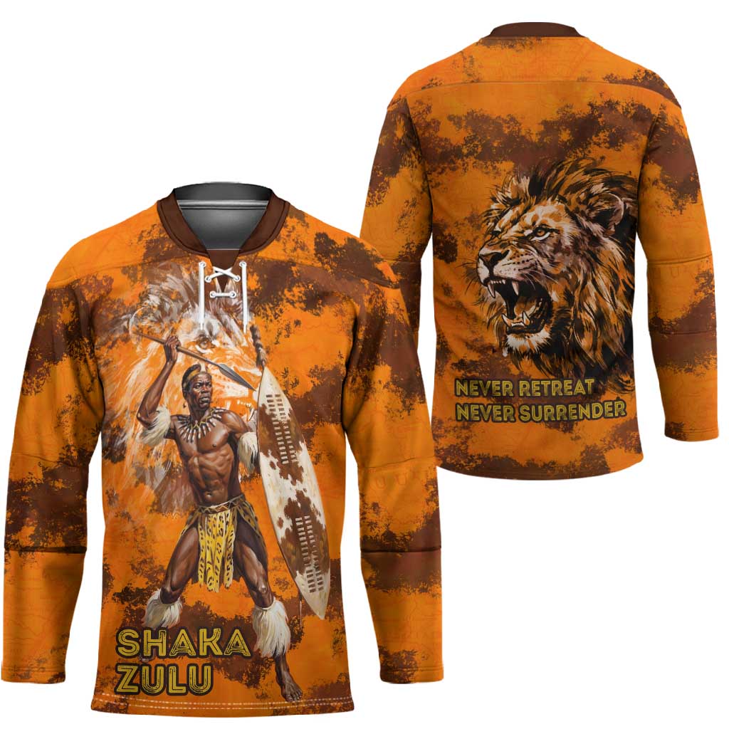 Shaka Zulu Hockey Jersey Warrior Fiery Roaring Lion - Never Retreat Never Surrender African Strength and Courage - African Pride