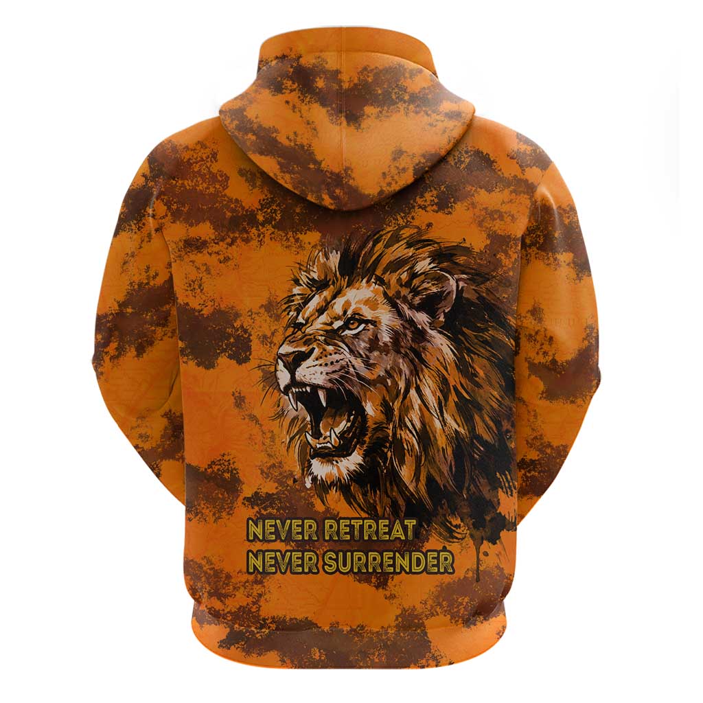 Shaka Zulu Hoodie Warrior Fiery Roaring Lion - Never Retreat Never Surrender African Strength and Courage - African Pride