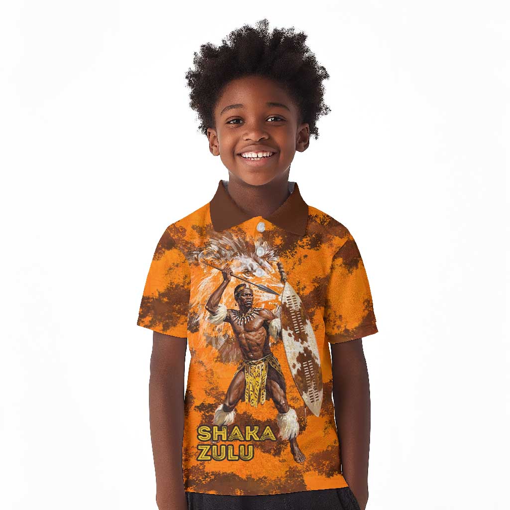 Shaka Zulu Kid Polo Shirt Warrior Fiery Roaring Lion - Never Retreat Never Surrender African Strength and Courage - African Pride