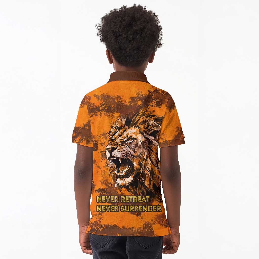 Shaka Zulu Kid Polo Shirt Warrior Fiery Roaring Lion - Never Retreat Never Surrender African Strength and Courage - African Pride