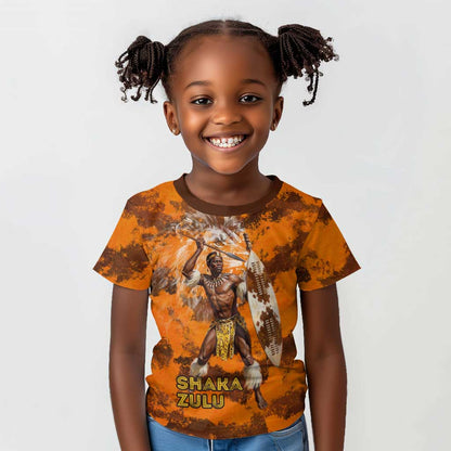 Shaka Zulu Kid T shirt Warrior Fiery Roaring Lion - Never Retreat Never Surrender African Strength and Courage - African Pride