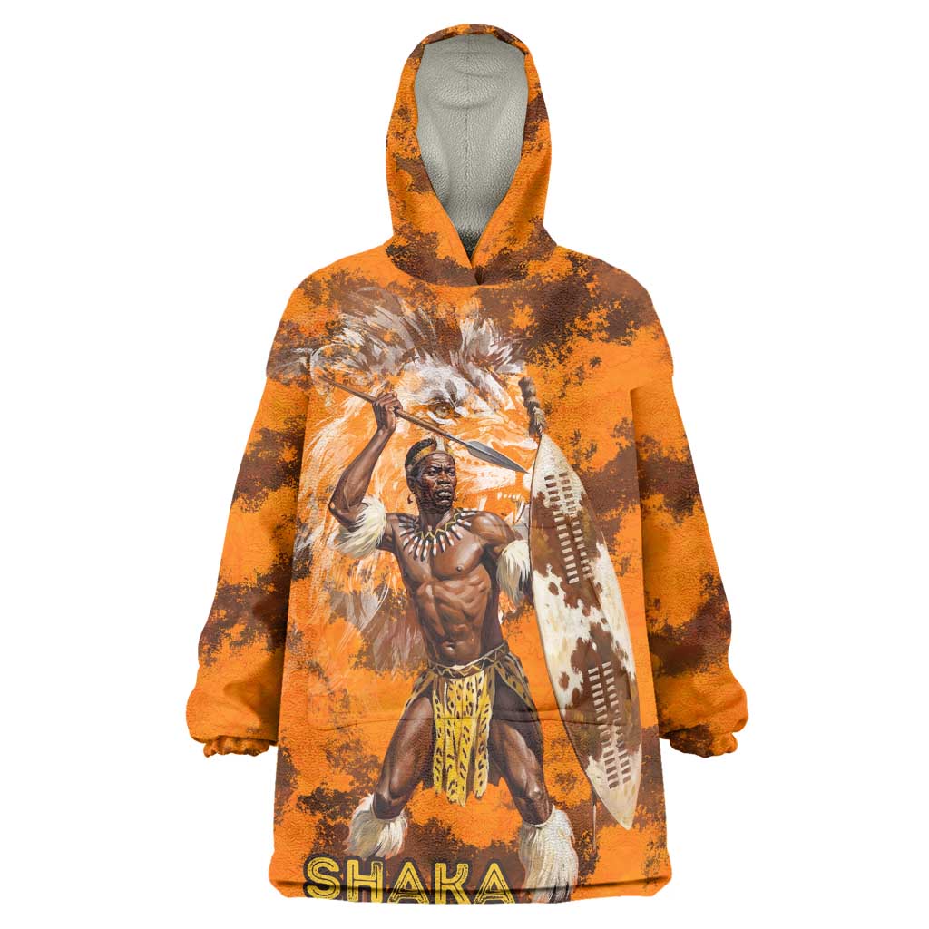 Shaka Zulu Kid Wearable Blanket Hoodie Warrior Fiery Roaring Lion - Never Retreat Never Surrender African Strength and Courage - African Pride