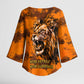 Shaka Zulu Kimono Sleeve Blouse Warrior Fiery Roaring Lion - Never Retreat Never Surrender African Strength and Courage - African Pride