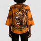 Shaka Zulu Kimono Sleeve Blouse Warrior Fiery Roaring Lion - Never Retreat Never Surrender African Strength and Courage - African Pride
