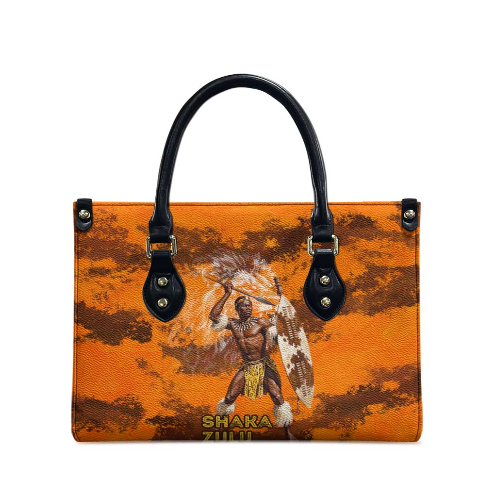 Shaka Zulu Leather Bag Warrior Fiery Roaring Lion - Never Retreat Never Surrender African Strength and Courage - African Pride