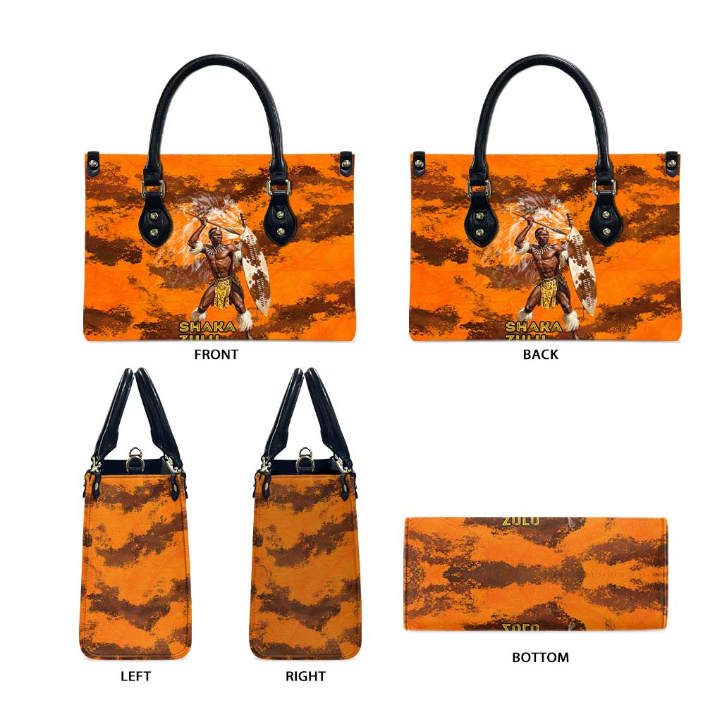 Shaka Zulu Leather Bag Warrior Fiery Roaring Lion - Never Retreat Never Surrender African Strength and Courage - African Pride