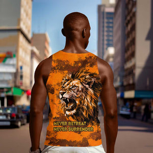 Shaka Zulu Men Tank Top Warrior Fiery Roaring Lion - Never Retreat Never Surrender African Strength and Courage - African Pride