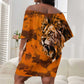 Shaka Zulu Off Shoulder Short Dress Warrior Fiery Roaring Lion - Never Retreat Never Surrender African Strength and Courage - African Pride