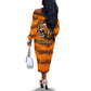 Shaka Zulu Off The Shoulder Long Sleeve Dress Warrior Fiery Roaring Lion - Never Retreat Never Surrender African Strength and Courage - African Pride