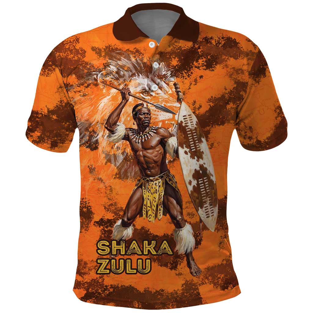 Shaka Zulu Polo Shirt Warrior Fiery Roaring Lion - Never Retreat Never Surrender African Strength and Courage - African Pride