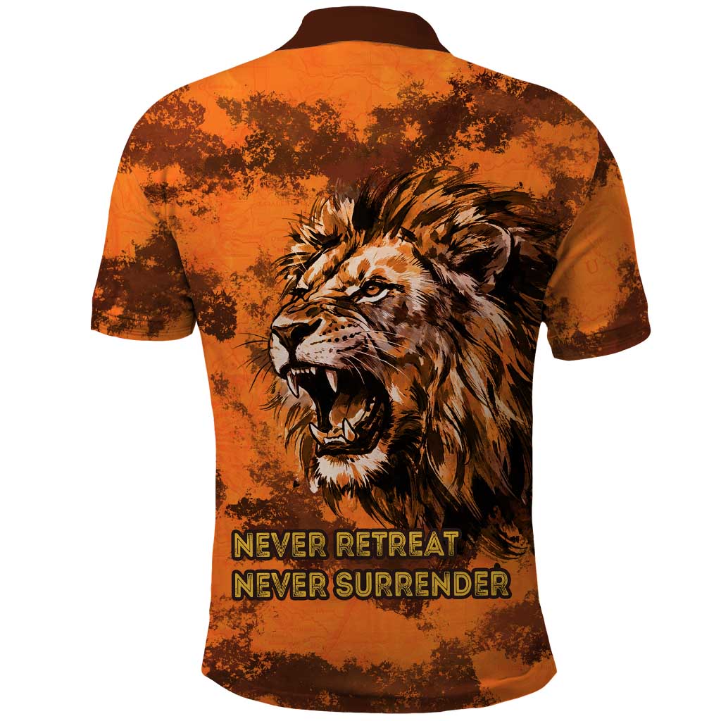 Shaka Zulu Polo Shirt Warrior Fiery Roaring Lion - Never Retreat Never Surrender African Strength and Courage - African Pride