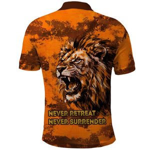Shaka Zulu Polo Shirt Warrior Fiery Roaring Lion - Never Retreat Never Surrender African Strength and Courage - African Pride