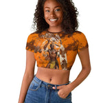 Shaka Zulu Raglan Cropped T shirt Warrior Fiery Roaring Lion - Never Retreat Never Surrender African Strength and Courage - African Pride