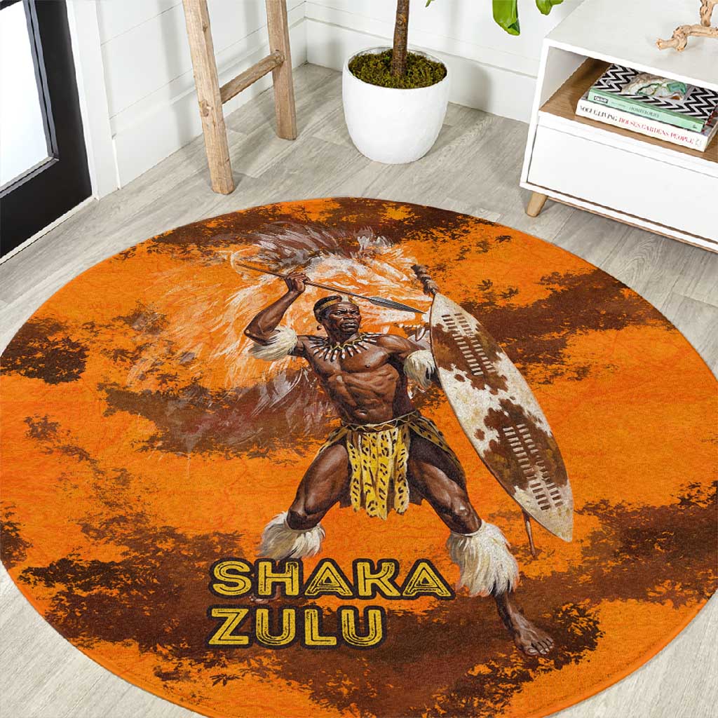 Shaka Zulu Round Carpet Warrior Fiery Roaring Lion - Never Retreat Never Surrender African Strength and Courage - African Pride