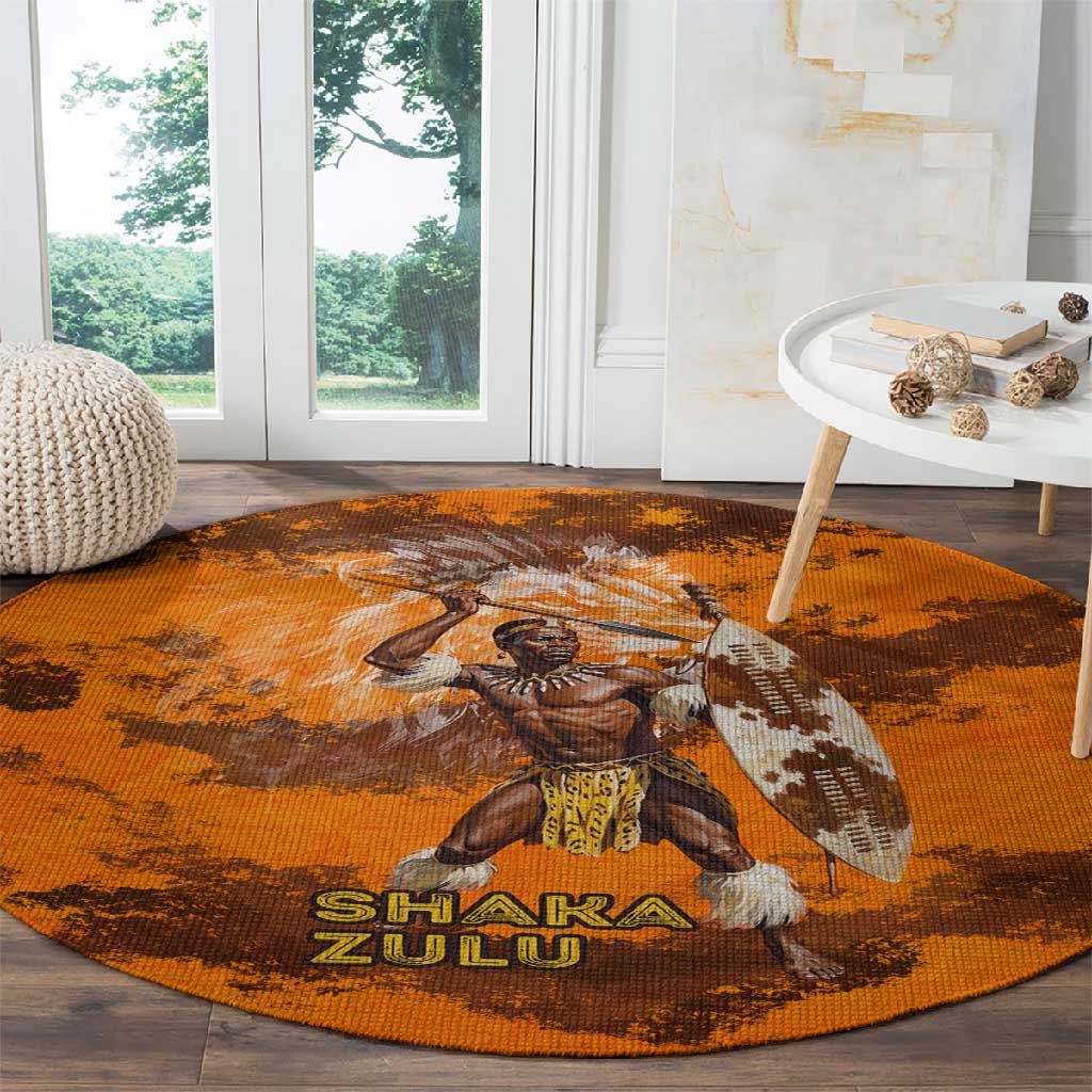 Shaka Zulu Round Carpet Warrior Fiery Roaring Lion - Never Retreat Never Surrender African Strength and Courage - African Pride