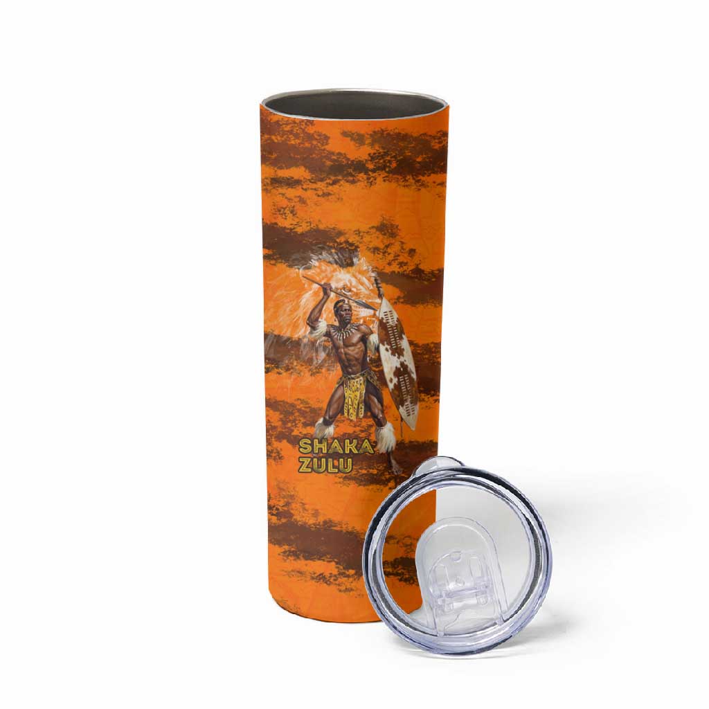 Shaka Zulu Skinny Tumbler Warrior Fiery Roaring Lion - Never Retreat Never Surrender African Strength and Courage - African Pride