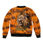 Shaka Zulu Sleeve Zip Bomber Jacket Warrior Fiery Roaring Lion - Never Retreat Never Surrender African Strength and Courage - African Pride