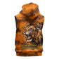 Shaka Zulu Sleeveless Hoodie Warrior Fiery Roaring Lion - Never Retreat Never Surrender African Strength and Courage - African Pride