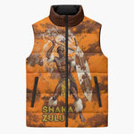 Shaka Zulu Sleeveless Puffer Jacket Warrior Fiery Roaring Lion - Never Retreat Never Surrender African Strength and Courage - African Pride
