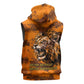 Shaka Zulu Sleeveless Zip Hoodie Warrior Fiery Roaring Lion - Never Retreat Never Surrender African Strength and Courage - African Pride