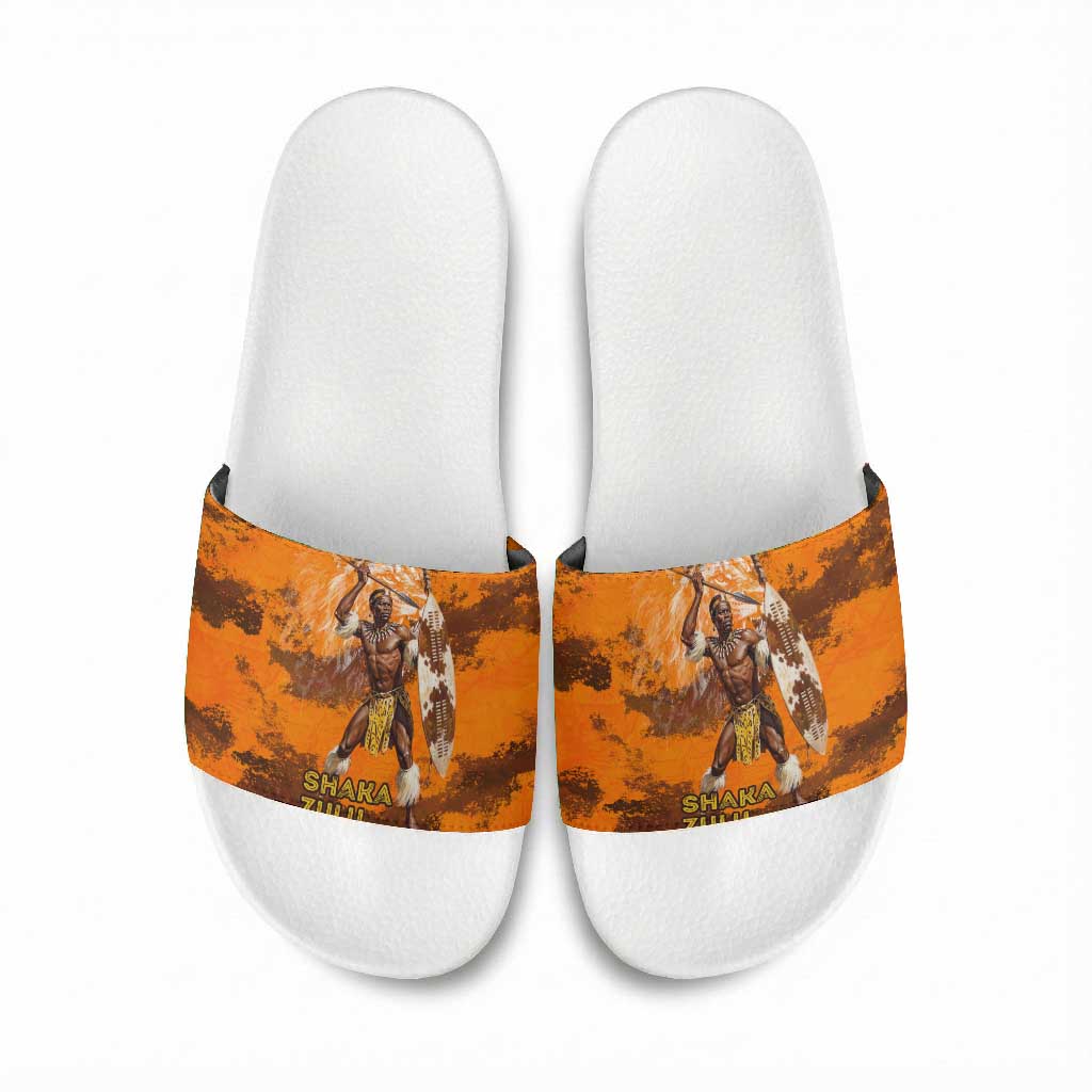 Shaka Zulu Slide Sandals Warrior Fiery Roaring Lion - Never Retreat Never Surrender African Strength and Courage - African Pride
