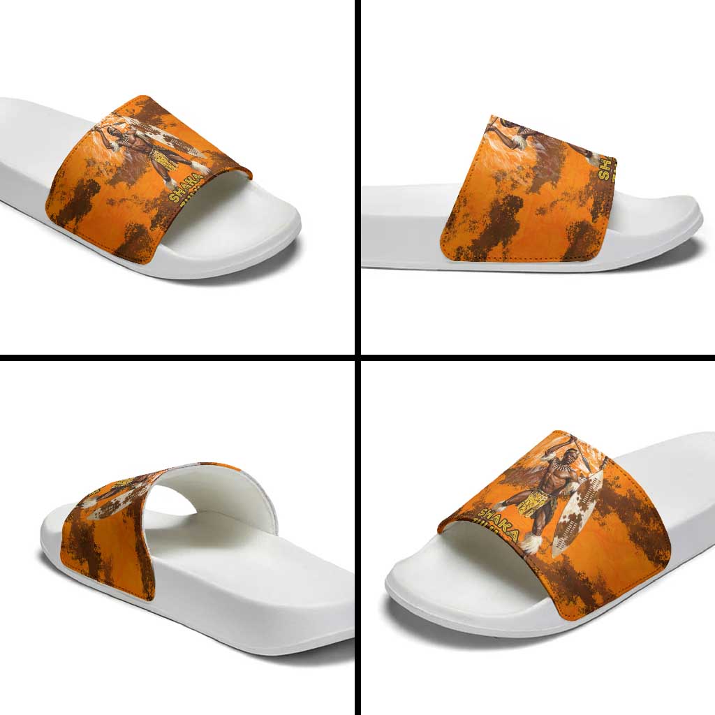Shaka Zulu Slide Sandals Warrior Fiery Roaring Lion - Never Retreat Never Surrender African Strength and Courage - African Pride