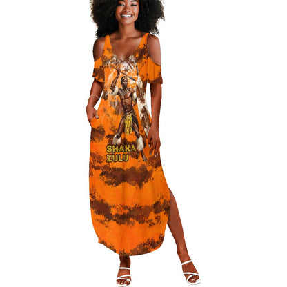 Shaka Zulu Summer Maxi Dress Warrior Fiery Roaring Lion - Never Retreat Never Surrender African Strength and Courage - African Pride