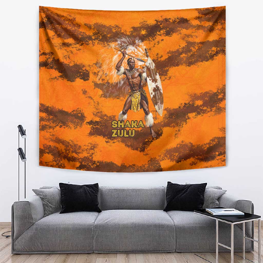 Shaka Zulu Tapestry Warrior Fiery Roaring Lion - Never Retreat Never Surrender African Strength and Courage - African Pride