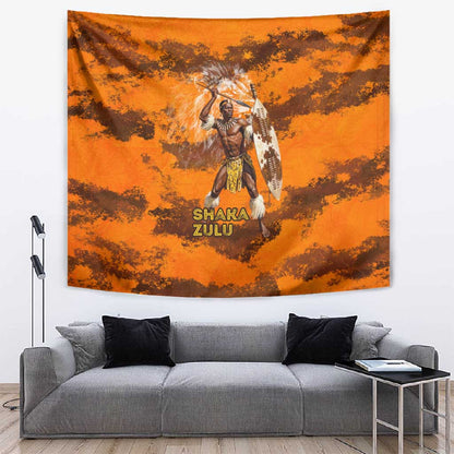 Shaka Zulu Tapestry Warrior Fiery Roaring Lion - Never Retreat Never Surrender African Strength and Courage - African Pride