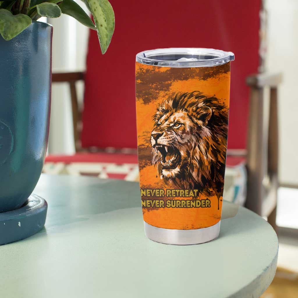 Shaka Zulu Tumbler Cup Warrior Fiery Roaring Lion - Never Retreat Never Surrender African Strength and Courage - African Pride