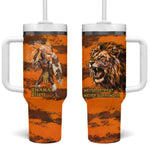 Shaka Zulu Tumbler With Handle Warrior Fiery Roaring Lion - Never Retreat Never Surrender African Strength and Courage - African Pride