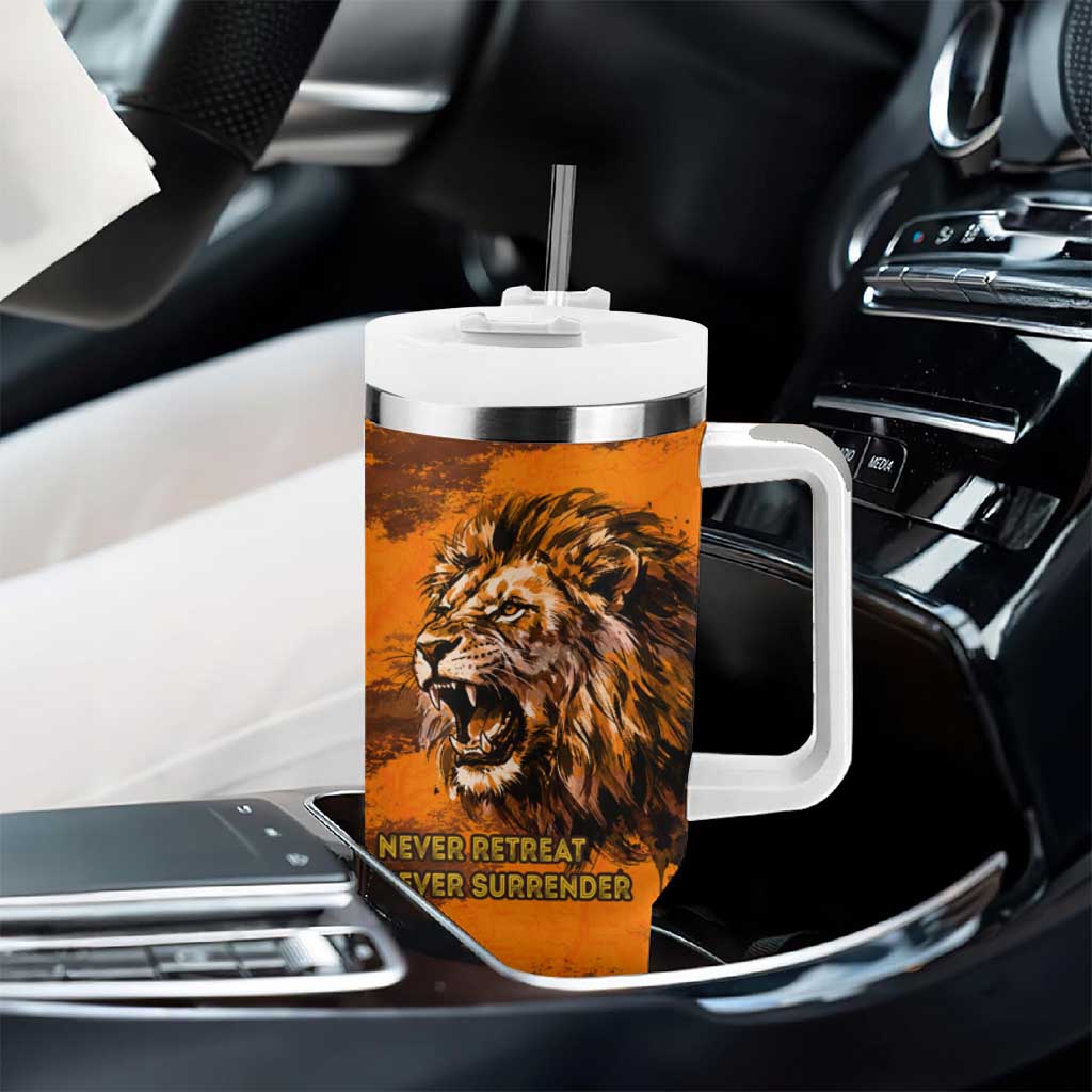 Shaka Zulu Tumbler With Handle Warrior Fiery Roaring Lion - Never Retreat Never Surrender African Strength and Courage - African Pride