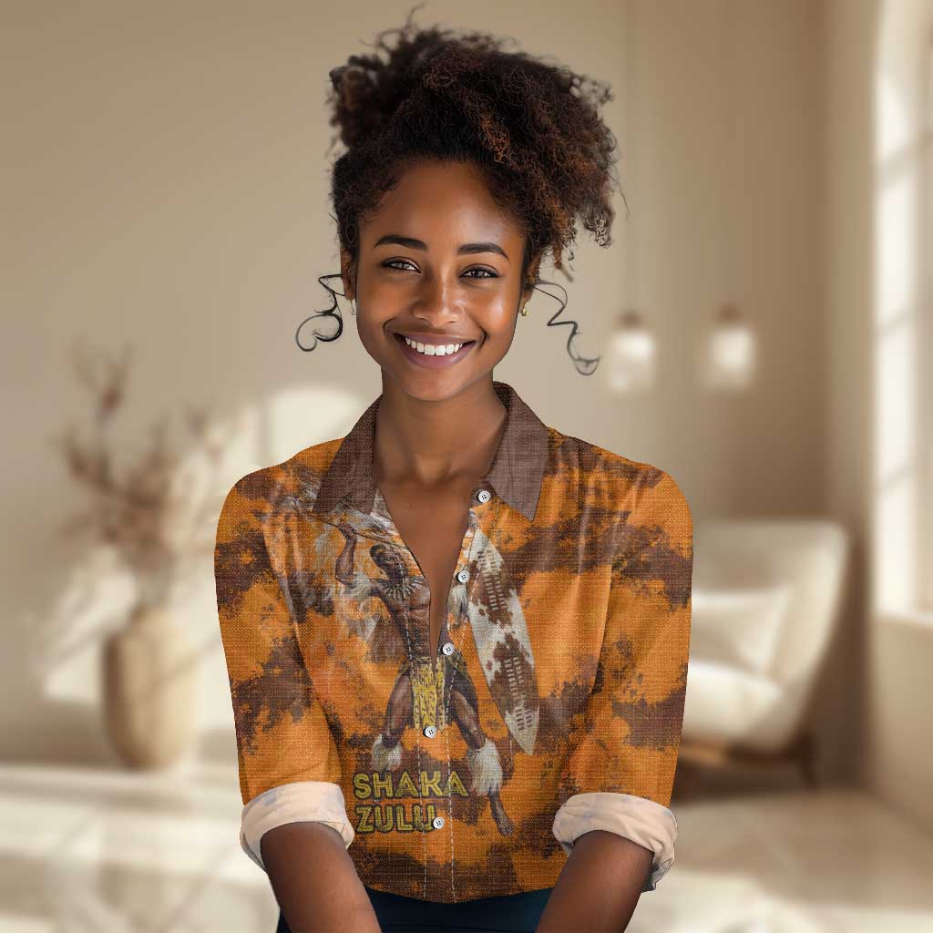 Shaka Zulu Women Casual Shirt Warrior Fiery Roaring Lion - Never Retreat Never Surrender African Strength and Courage - African Pride