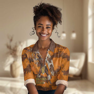 Shaka Zulu Women Casual Shirt Warrior Fiery Roaring Lion - Never Retreat Never Surrender African Strength and Courage - African Pride