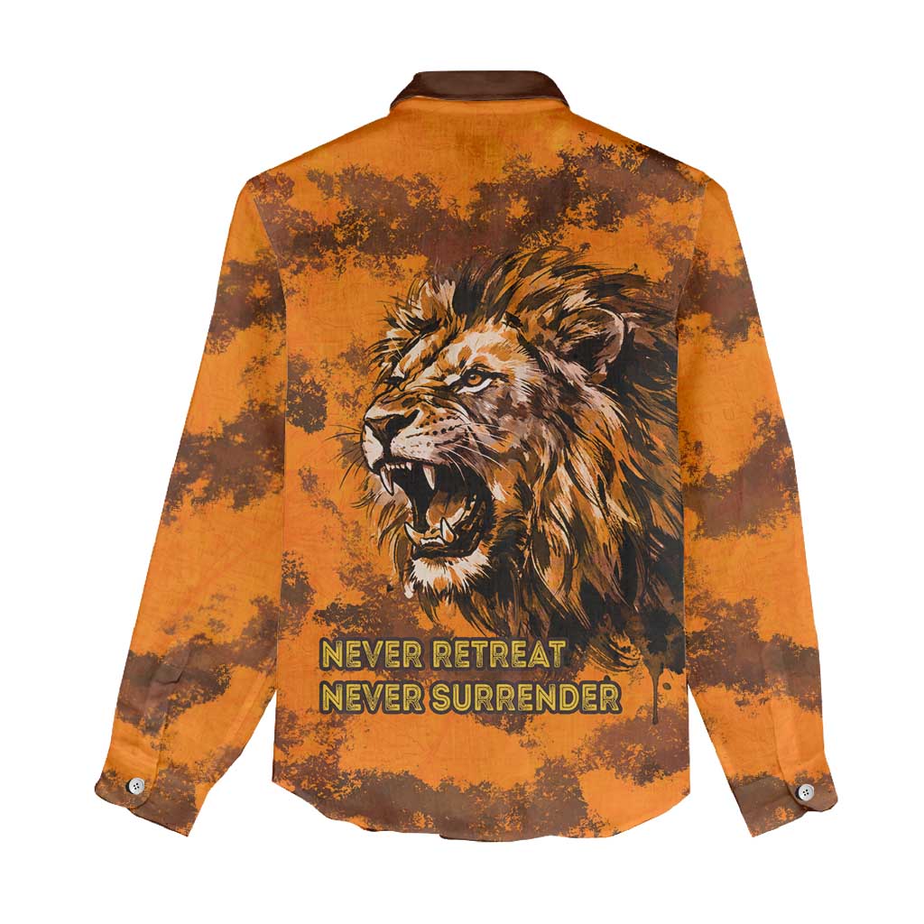 Shaka Zulu Women Casual Shirt Warrior Fiery Roaring Lion - Never Retreat Never Surrender African Strength and Courage - African Pride