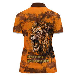 Shaka Zulu Women Polo Shirt Warrior Fiery Roaring Lion - Never Retreat Never Surrender African Strength and Courage - African Pride