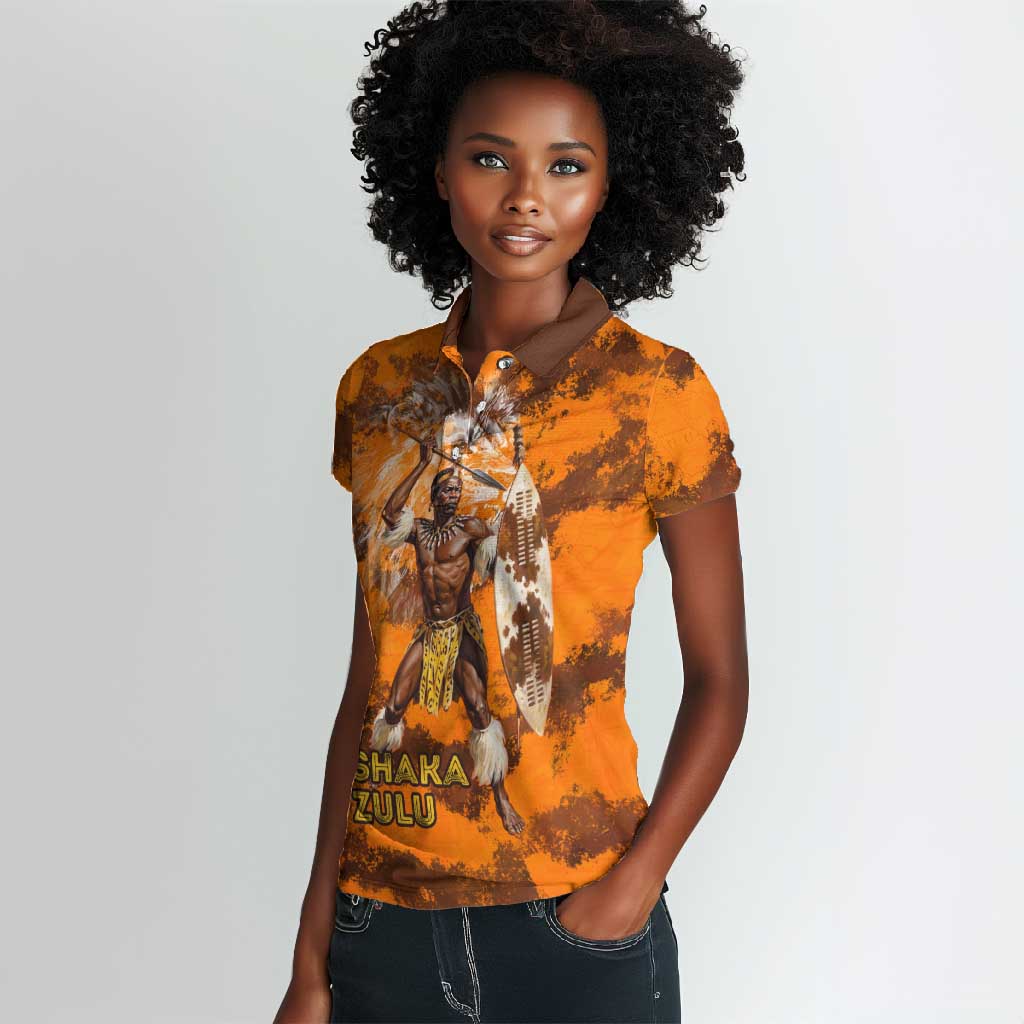 Shaka Zulu Women Polo Shirt Warrior Fiery Roaring Lion - Never Retreat Never Surrender African Strength and Courage - African Pride