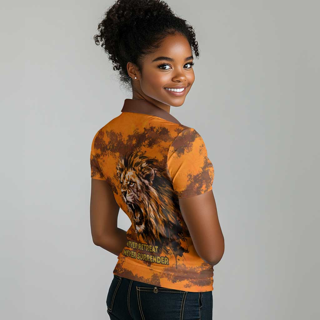 Shaka Zulu Women Polo Shirt Warrior Fiery Roaring Lion - Never Retreat Never Surrender African Strength and Courage - African Pride