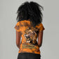 Shaka Zulu Women V-Neck T-Shirt Warrior Fiery Roaring Lion - Never Retreat Never Surrender African Strength and Courage - African Pride