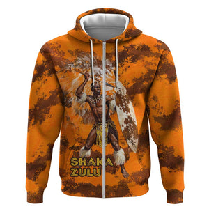 Shaka Zulu Zip Hoodie Warrior Fiery Roaring Lion - Never Retreat Never Surrender African Strength and Courage - African Pride