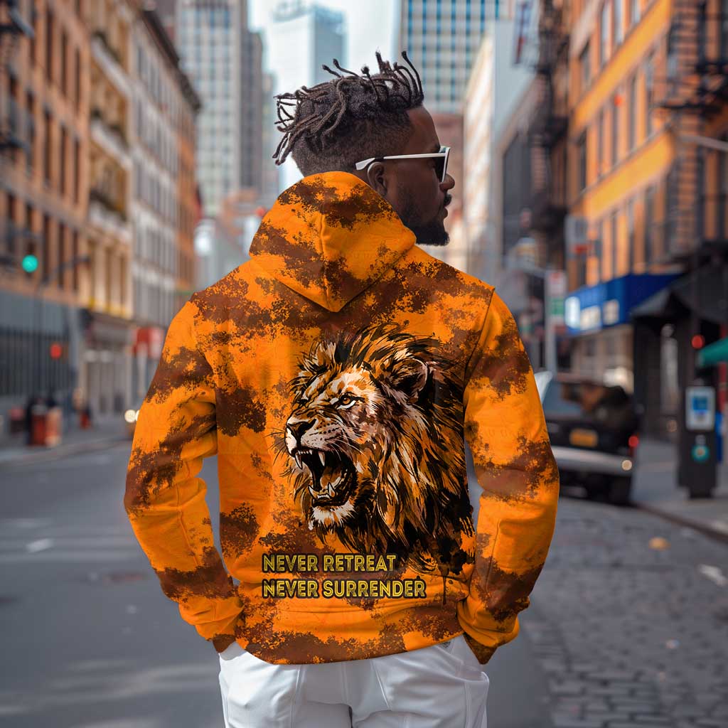 Shaka Zulu Zip Hoodie Warrior Fiery Roaring Lion - Never Retreat Never Surrender African Strength and Courage - African Pride