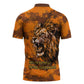 Shaka Zulu Zipper Polo Shirt Warrior Fiery Roaring Lion - Never Retreat Never Surrender African Strength and Courage - African Pride