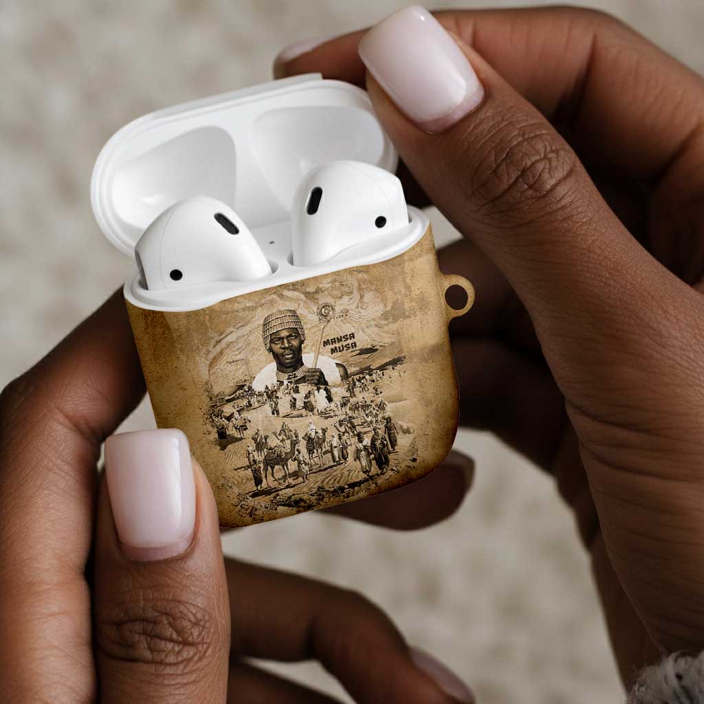 Mansa Musa AirPods Case Sepia Map Historic Pilgrimage Empire Expedition 1324 African Royalty Legacy - African Pride
