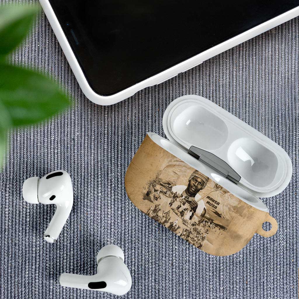 Mansa Musa AirPods Case Sepia Map Historic Pilgrimage Empire Expedition 1324 African Royalty Legacy - African Pride
