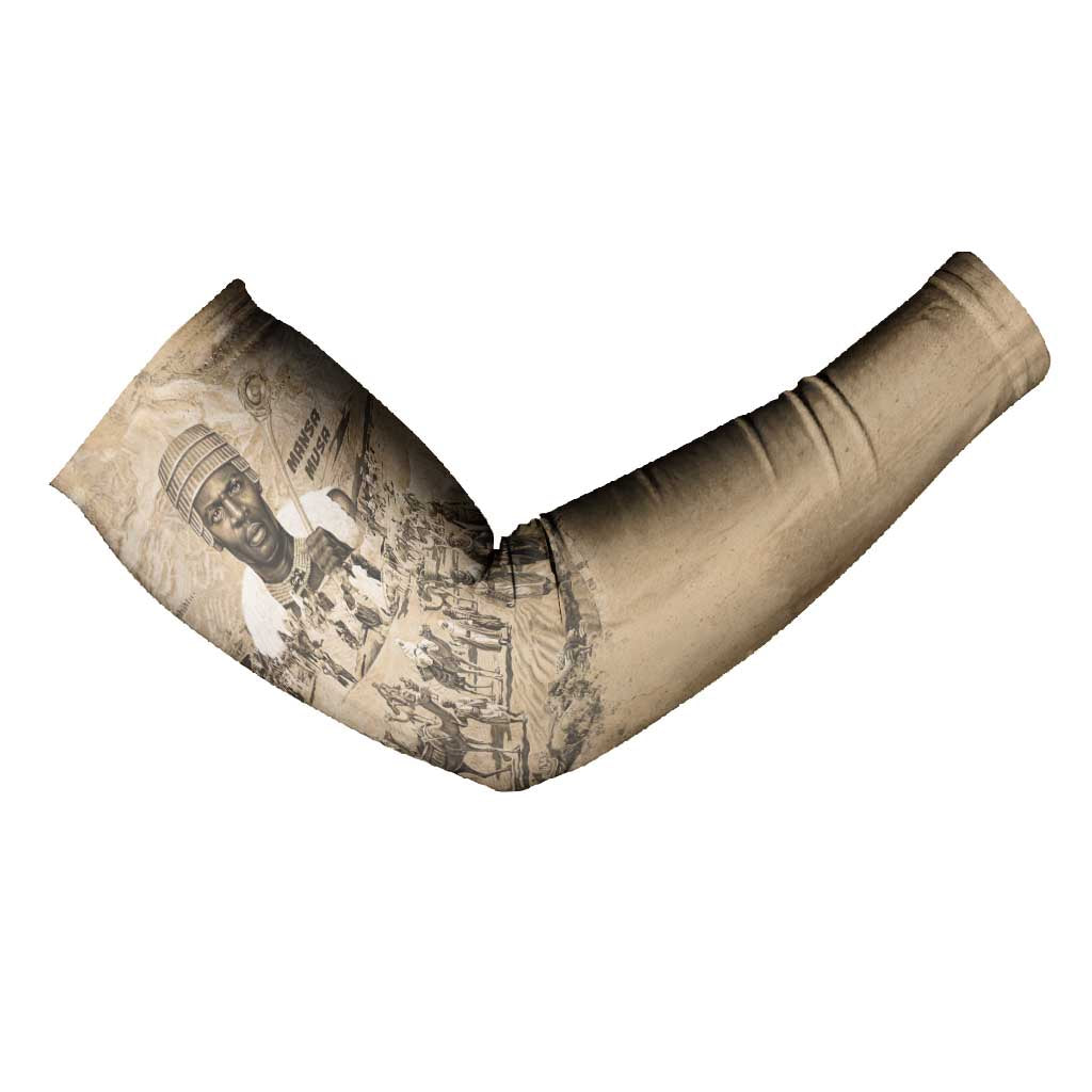 Mansa Musa Arm Sleeves Sepia Map Historic Pilgrimage Empire Expedition 1324 African Royalty Legacy - African Pride