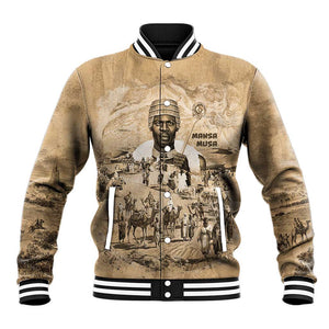 Mansa Musa Baseball Jacket Sepia Map Historic Pilgrimage Empire Expedition 1324 African Royalty Legacy - African Pride