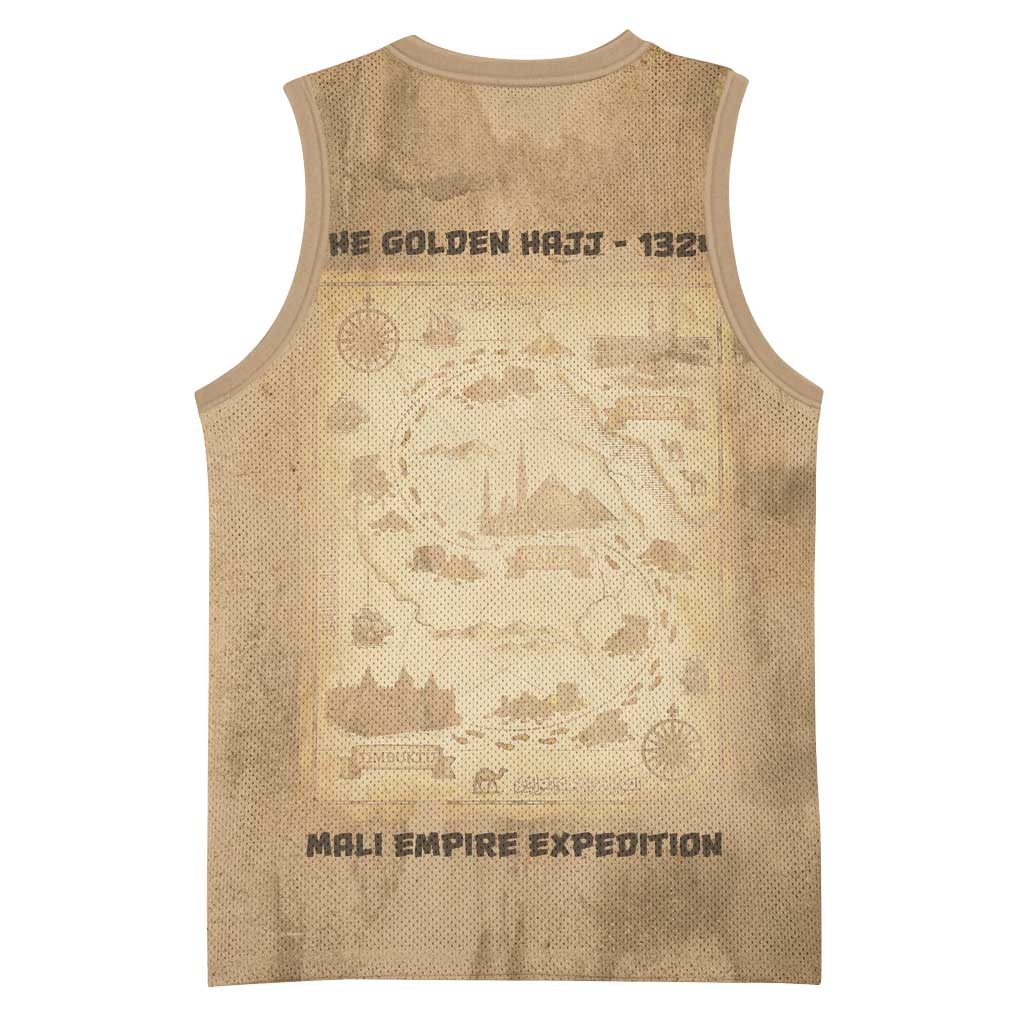 Mansa Musa Basketball Jersey Sepia Map Historic Pilgrimage Empire Expedition 1324 African Royalty Legacy - African Pride