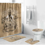 Mansa Musa Bathroom Set Sepia Map Historic Pilgrimage Empire Expedition 1324 African Royalty Legacy - African Pride