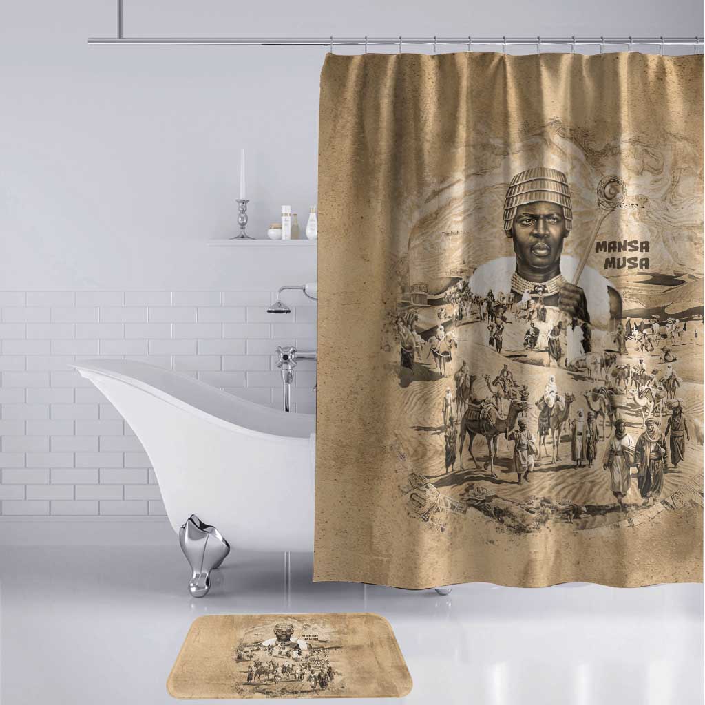 Mansa Musa Bathroom Set Sepia Map Historic Pilgrimage Empire Expedition 1324 African Royalty Legacy - African Pride