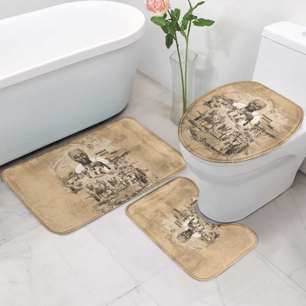 Mansa Musa Bathroom Set Sepia Map Historic Pilgrimage Empire Expedition 1324 African Royalty Legacy - African Pride